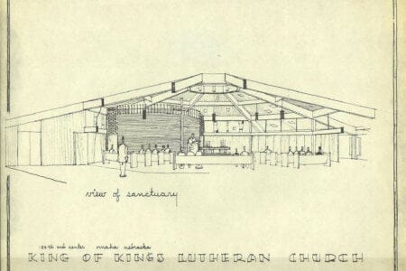 Architectural rendering of the new sanctuary in the round.